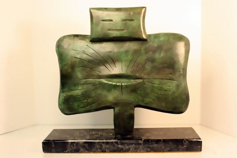 Max Ernst Limited Edition Bronze - YOUNG WOMAN IN: Max Ernst signed and numbered bronze sculpture, "Young woman in Flower ". Some variation in patina might occur. Approx. size: 14x15x4.