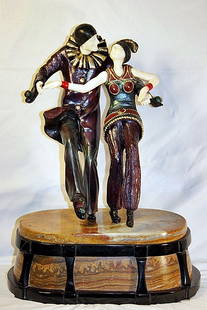 Bal Costume - Bronze and Ivory Sculpture by Chiparu: Chiparus broze and ivory sculpture, Bal Costume. . Base signed , carved ivory beautiful patina bronze, sits on a marble/onyx base. Some variations of marble and patina might occur.