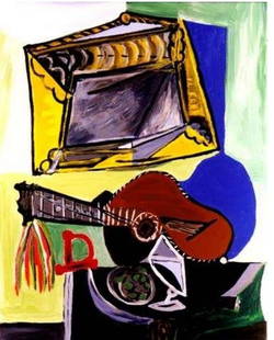 PICASSO-Still Life withGuitar and Frame: Picasso framed and matted quality giclee', the work has been well maintained in mint condition.