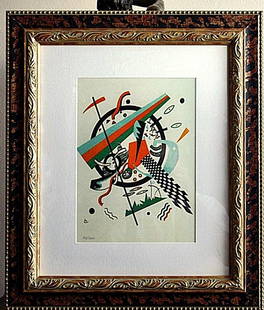 Kandinsky "Small World" Ltd. Ed. Giclee: Kandinsky "Small World" limited edition giclee. The work is framed and matted and numbered measuring approx. 22 x 18. The work is in good condition.