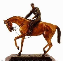 Bonheur "Winner's Circle" bronze: "Winner's Circle bronze sculpture after Bonheur measuring approx. 23 x 23 having a very good paina and finish being well maintained in very good condition.