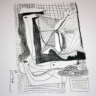 Picasso limited edition lithograph: Picasso limited edition lithograph, signed and numbered measuring approx. 13x10 1/4 (image). The work is also framed and matted in mint condition."Le Gout Du Bonheur Suite"