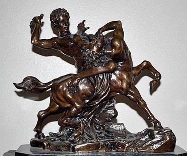 Centaur with Man Bronze sculpture: Centaur with Man bronze sculpture after Dubois - approx. 17hx18wx8d - Good Condition - Brown patina with highlights