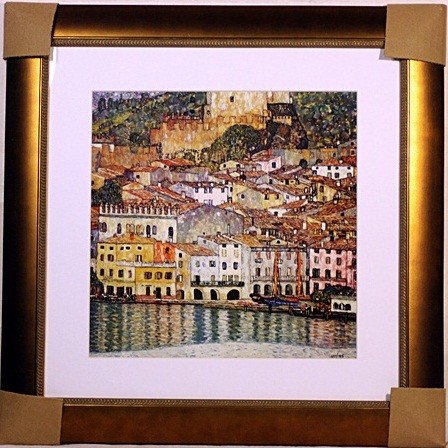 Gustav Klimt - Malcesine on Lake Garda - Framed Li: Framed limited edition lithograph of Gustav Klimt's "Malcesine on Lake Garda".