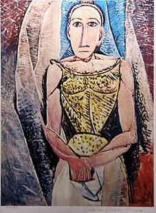 Picasso "Woman in Yellow" ltd. Ed.: Picasso "Woman in Yellow" .The work is a Limited Edition Giclée. Numbered in pencil "Collection Domain Picasso". Printed on a heavy weight high quality arches type paper. Beautifully framed and