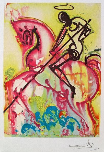 DALI- "St. George & The Dragon": Dali- framed and matted lithograph, signed and numbered, well maintained,mint condition.