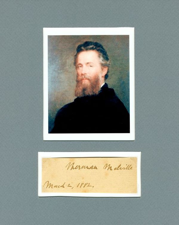 HERMAN MELVILLE SIGNED FULL SIGNATURE W/PORTRAIT: 825. HERMAN MELVILLE (1819-1891). American novelist, essayist and poet. While his early novels were popular, by the time of his death he had been nearly forgotten. His masterpiece Moby Dick (1851) was