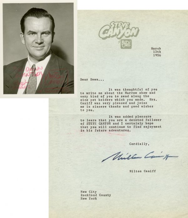 MILTON CANIFF SIGNED LETTER & SIGNED PHOTO