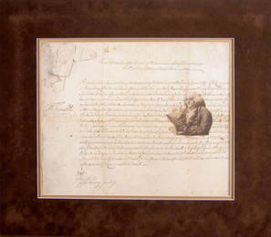 36: BENJAMIN FRANKLIN SIGNED DOCUMENT DISPLAY