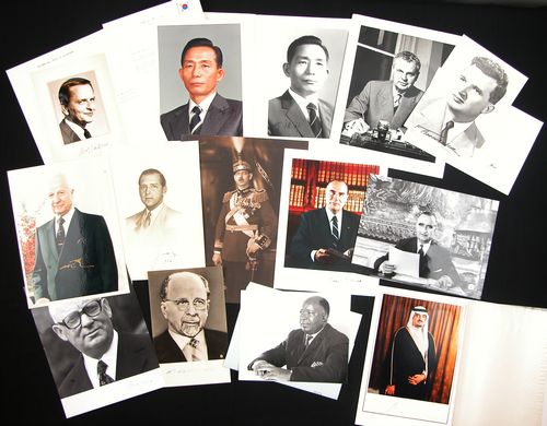 [HEADS OF STATE]: 411. [HEADS OF STATE] Collection of 36 world leaders. SPs & ISPs, b/w portraits of various sizes, including prime ministers, presidents and kings. Present are WU XU EQIAN of China;