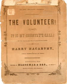 1861 CONFEDERATE SHEET MUSIC: THE VOLUNTEER (1 of 1)