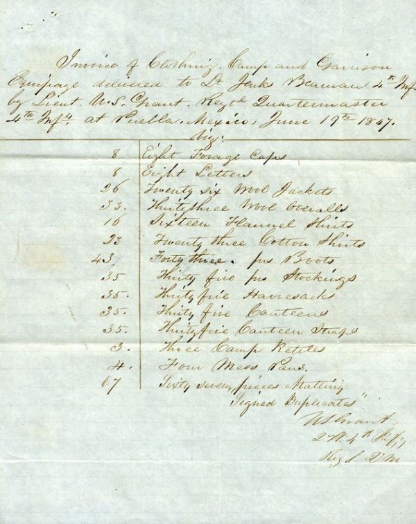 ULYSSES S. GRANT SIGNED DOCUMENT