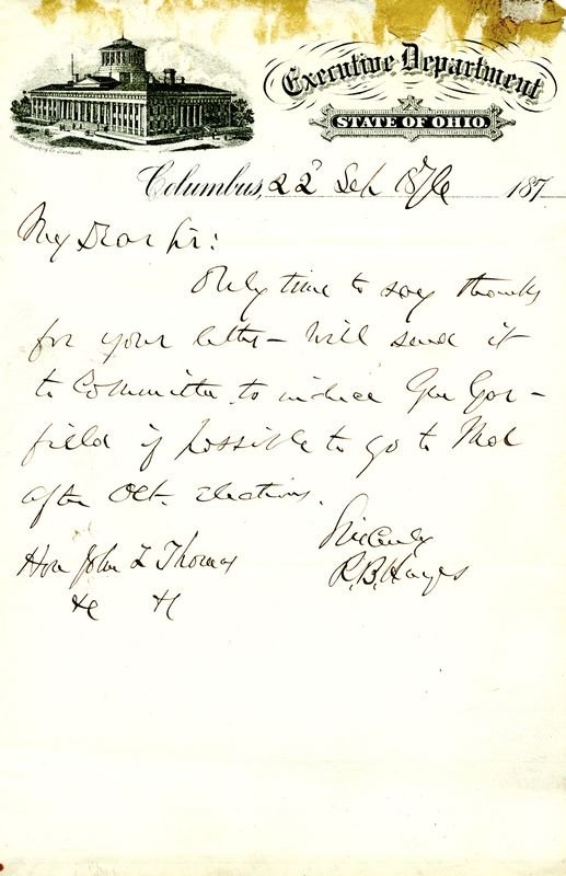 RUTHERFORD B. HAYES HANDWRITTEN SIGNED LETTER - 2