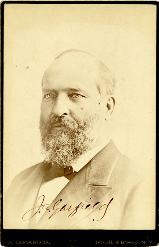 JAMES A. GARFIELD SIGNED CABINET CARD PHOTOGRAPH