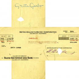 0971: GRETA GARBO SIGNED FILM CHECK