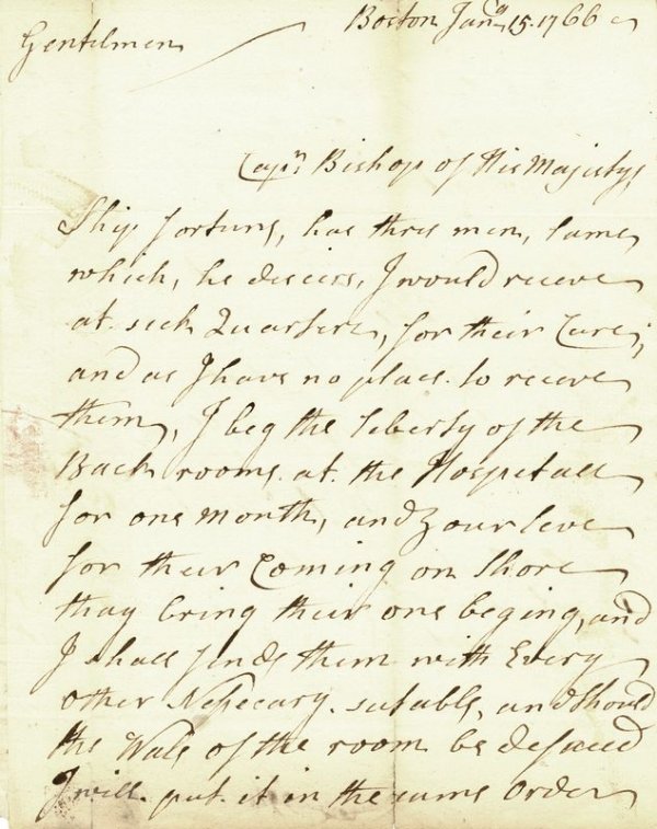 COLONIAL SURGEON HANDWRITTEN SIGNED LETTER: 42. [COLONIAL SURGEON] Boston surgeon Dr. MILES WHITWORTH witnessed and attended the soldiers after the Ft. William Henry massacre in 1757 during