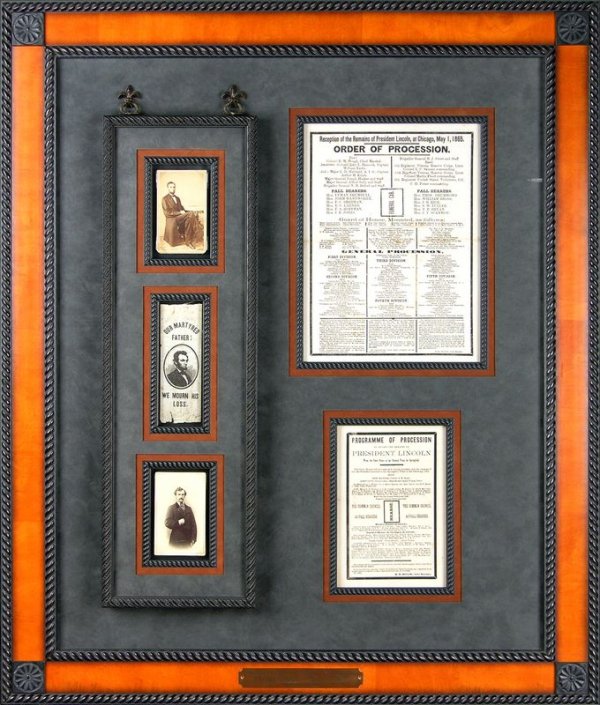 LINCOLN / BOOTH CDV'S/MOURNING COLLECTION: A NATION IN MOURNING391. [LINCOLN ASSASSINATION I] Impressive presentation marking the death of the revered sixteenth President. Comprised of two period CDVs,