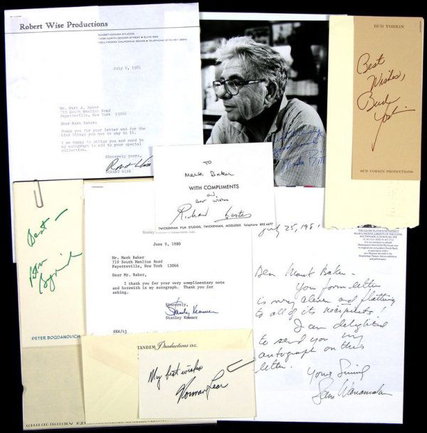 FILM/TV PRODUCER/DIRECTORS SIGNED CARDS & LETTERS: 781. [HOLLYWOOD DIRECTORS & PRODUCERS II] Nice collection of eight film and television executives. Signatures include embossed autograph stationery signed by British-based film direct