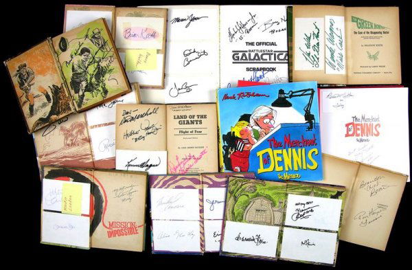 TELEVISION SERIES ACTORS & ACTRESSES SIGNED BOOKS: 879. [TELEVISION LIBRARY] Large selection of 20 hardcover books based on popular television series of the 1950s through '70s. Signed by over 95 stars and actors who appeared in variou