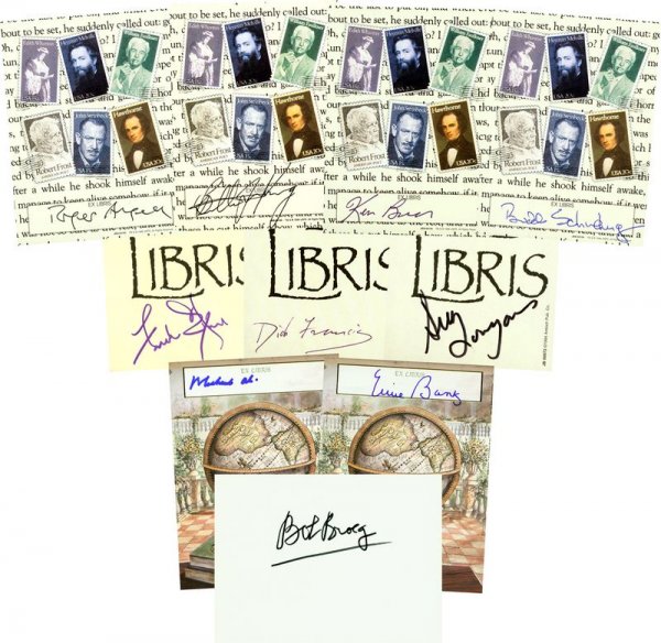 10 SPORTS NOTABLES SIGNED BOOKPLATES: 1035. [SPORTS COLLECTION] Ten noted athletes and sports personalities in various fields. Illustrated bookplates darkly signed by boxing champion MUHAMMED ALI