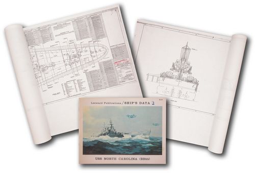 [USS NORTH CAROLINA]: WORLD WAR II BATTLESHIP SCHEMATICS473. [USS NORTH CAROLINA] Elevation and Deck Plans for this battleship, Dec 1941. Two massive sheets, 8'x18" white paper with schematic of the battleship USS North Ca