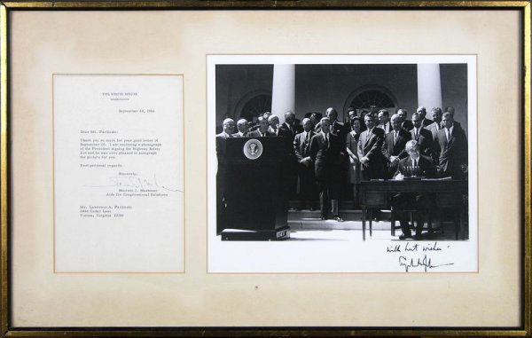 LYNDON B. JOHNSON SIGNED PHOTOGRAPH: 639. LYNDON B. JOHNSON (1908-1973). Thirty-sixth President of the United States (1963-69), succeeding to the Presidency two hours after the assassination of President Kennedy in Dallas. SP as Presiden
