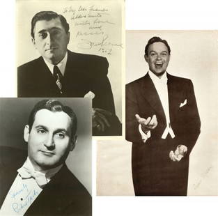 JAN PEERCE & RICHARD TUCKER SIGNED PHOTOGRAPHS: 765. [THREE TENORS] Respected American opera singers RICHARD TUCKER (1914-1975); JAN PEERCE (1904-1984); and JAMES MELTON (1904-1961