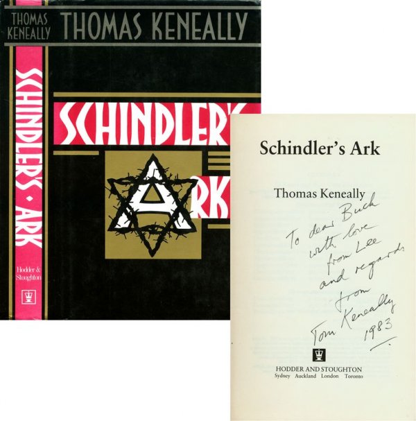 THOMAS KENEALLY SIGNED BOOK: 807. THOMAS KENEALLY (b. 1935). Australian novelist and writer whose work, originally Schindler's Ark (1982), renamed Schindler's List, was translated to screen with great success. His book, Schindler