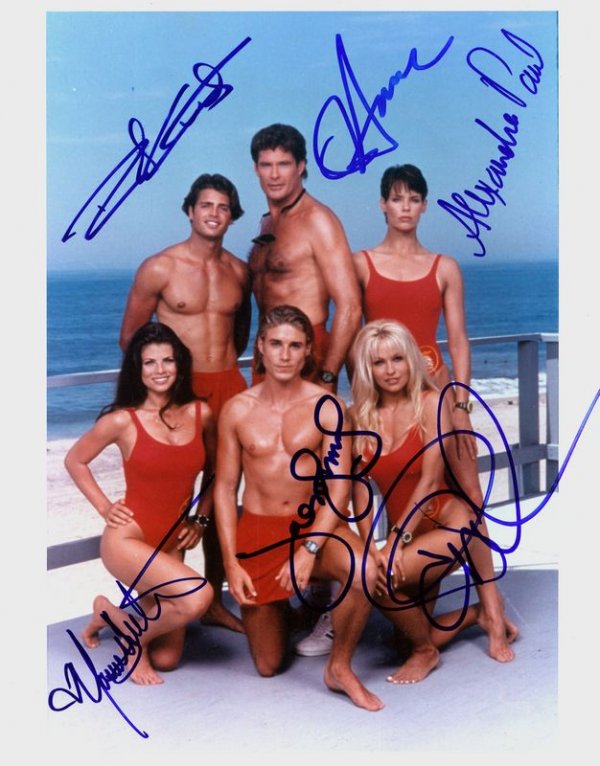 6 BAYWATCH CAST MEMBERS SIGNED PORTRAIT: 898. [BAYWATCH] The 1989-2001 television series, also as Baywatch Hawaii starring David Hasselhoff became the most watched TV show in the world of all time, noted also for the glamorous lifeguards. SP