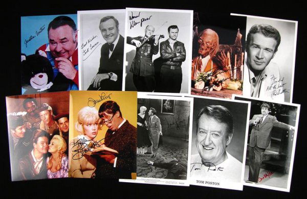 10 COMEDIC ACTORS SIGNED PHOTOGRAPHS: 921. [COMEDIC ACTORS COLLECTION] Nice selection of 10 actors known for their many comedic roles plus television and nightclub comics. SPs, b/w and color, 8"x10" portraits and film scenes. Among them:
