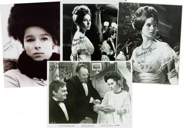 OMAR SHARIF & GERALDINE CHAPLIN SIGNED PHOTOS: 932. [DOCTOR ZHIVAGO] Blockbuster 1965 film garnering five Academy Awards and nominated for five more. The epic film loosely based on a novel by Boris Pasternak starred Egyptian OMAR SHARIF (b. 1932);
