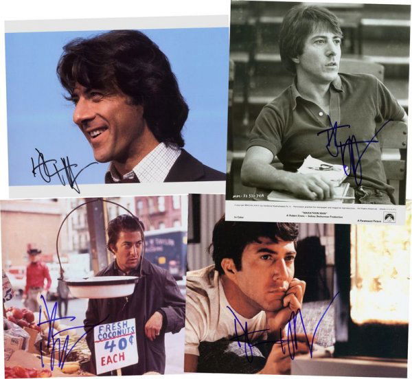 DUSTIN HOFFMAN SIGNED 4 PHOTOGRAPHS: 964. DUSTIN HOFFMAN (b. 1937). Versatile Academy Award winning star of Kramer vs. Kramer (1979) and Rain Man (1988). Among other awards he was recipient of six Golden Globes and an Emmy. Collection of