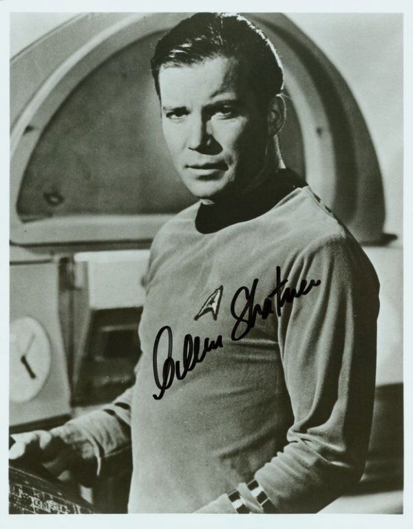 WILLIAM SHATNER SIGNED STAR TREK PHOTOGRAPH: 1035. WILLIAM SHATNER (b. 1931). Canadian leading man of television and film with stage experience, especially remembered as Captain Kirk in first Star Trek series and films; science fiction author. S