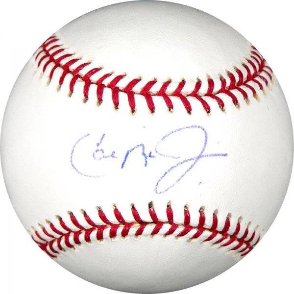 CAL RIPKEN JR SIGNED BASEBALL: 1109. CAL RIPKEN JR. Signed Rawlings Official Major League Selig baseball. Darkly penned in blue ink on the sweet spot. Very Fine. Est: $80-160 Presented by Signature House