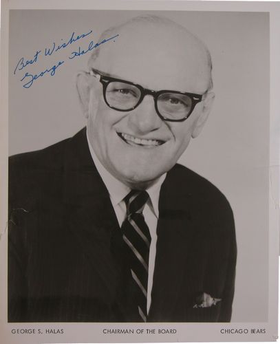 GEORGE HALAS: 1083. GEORGE HALAS (1895-1983). Member football HOF; MVP in 1919 Rose Bowl; player-coach-owner of Chicago Bears from 1920-83; signed Red Grange (1925); coached Bears for 40 seasons, winning eight NFL