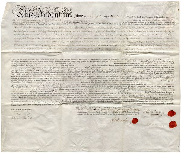 THOMAS WILLING SIGNED DOCUMENT: 85. THOMAS WILLING (1731-1821). Successful merchant and jurist; one of the founders and president of the Bank of North America; first president of the Bank of the United States. With Robert Morris, he