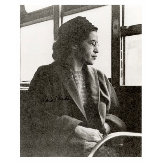 ROSA PARKS: (1913-2005). Civil rights leader in celebrated 1955 incident in Alabama in which she was arrested for violating segregation laws after she refused to give up her bus seat to a white passenger. This le