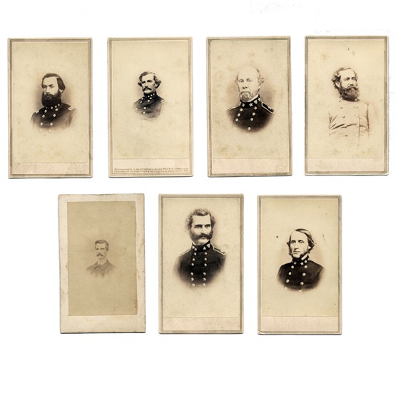 [CONFEDERATE GENERALS COLLECTION]: Very nice assortment of six CDV portraits of CSA generals, all with E & HT Anthony, NY backstamps. Among them are Edwin Price, son of Sterling Price; James S. Rains; Wade Hampton; Thomas L. Clingman; 