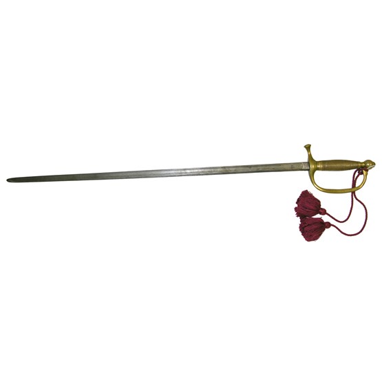 [CIVIL WAR SWORD]: A fine Musician M1840 by Ames stamped US A.D.K. 1864. Adopted by the War Department in 1840, the straight blade is marked on the ricasso "US A.D.K. 1864" in three lines. The overall length is 34½" wi