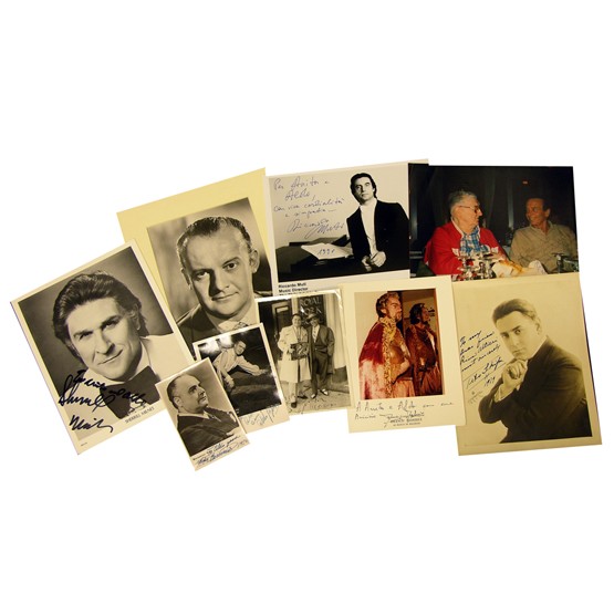 [MALE OPERA & CONCERT COLLECTION]: Nice selection of nine concert and opera virtuosi. ISPs & SPs, b/w & color, various sizes 5"x6¾" - 8"x10". Among them: MARIO DEL MONICO signed in ball-point with some ink skipping, with collector in 