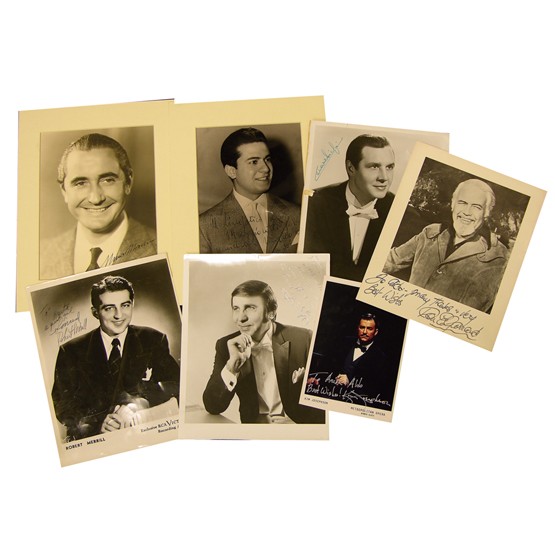 [MALE OPERA STARS]: Nice selection of six vintage and contemporary stars. ISPs & SPs, b/w, 8"x10" portraits individually signed by tenors GIUSEPPE DI STEFANO (1921-2008), adding "1949"; ink a little uneven; and tenor NIN
