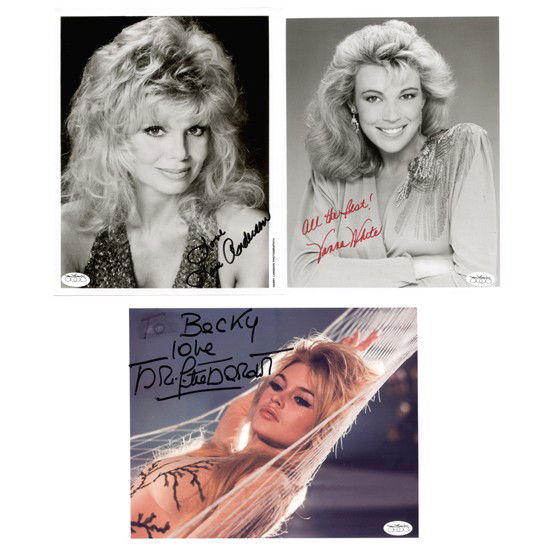 [HOLLYWOOD BLONDES]: Three film and television celebrities. SPs, b/w & color, 8"x10" quarter-length and close-up portraits. Included are Pam Anderson; and Vanna White. Fine examples. Plus French beauty Brigitte Bardot, in