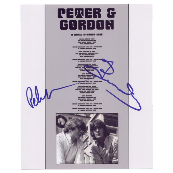 [PETER & GORDON]: A British Invasion-era performing duo, formed by Peter Asher and Gordon Waller, that rocketed to fame in 1964 with "A World Without Love" and had several subsequent hits in that era. SP, b/w, 8"x10" f