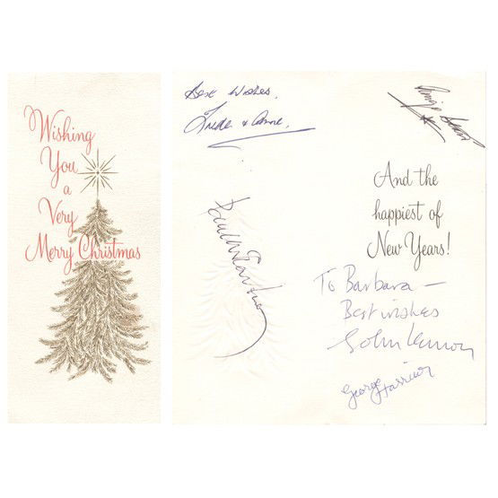 [THE BEATLES]: Legendary British rock group from Liverpool (1960-70) responsible for the "British Invasion" of the '60s. Band members included John Lennon, Paul McCartney,Ringo Starr, and George Harrison. A folded H