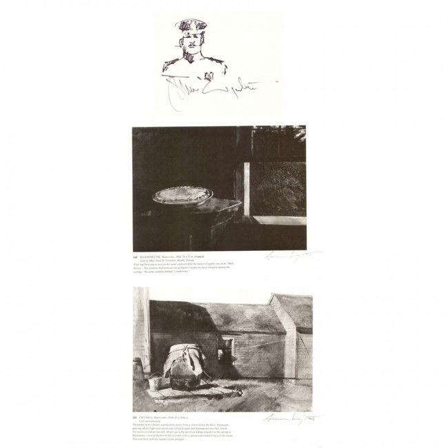 ANDREW & JAMIE WYETH: Two members of famed family of artists of the realist tradition. Father Andrew (1917-2009) is known for his barren rural scenes around his hometown of Chadds Ford, PA; while son Jamie (b. 1946) contin