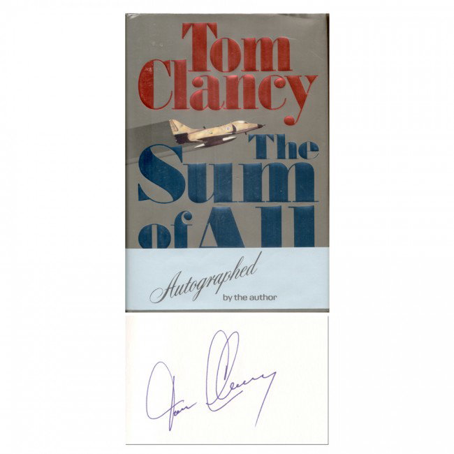 TOM CLANCY: (b. 1947). American novelist and writer, the critically praised master of techno-military thriller. Several have been translated to film. His book, The Sum of All Fears, 798pp, 6¼"x9¼", G. P. Putnam