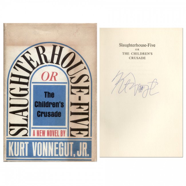 KURT VONNEGUT: (1922-2007). American novelist and graphic artist whose experience as an Air Force POW during the firebombing of Dresden, Germany, is recounted in his popular novel Slaughterhouse-Five (1969). His sem