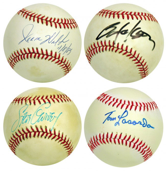 [BASEBALL COLLECTION]: Collection of four baseball stars. Two Rawlings Official National League baseballs individually signed by 1989 Rookie of the Year Jerome Walton in blue ballpoint adding, "11/8/89”; and Steve Garvey 