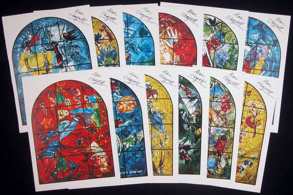 MARC CHAGALL SIGNED COMPLETE SET JERUSALEM WINDOW