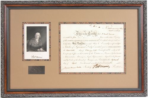 ROBERT MORRIS: 11. ROBERT MORRIS (1734-1806). Signer of Declaration of Independence, the Articles of Confederation and the Constitution; supervised finances of war, largely on basis of his personal credit; establish